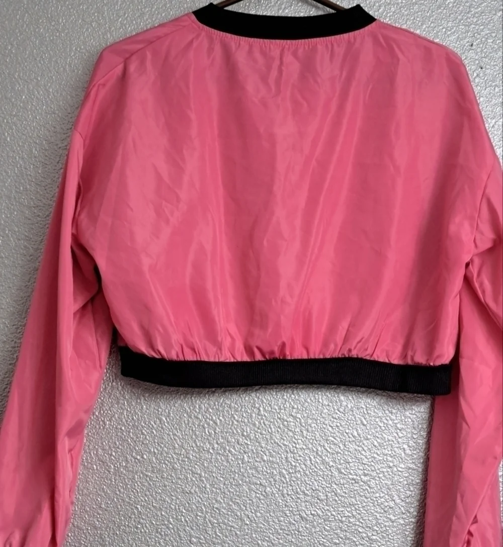 Barbie Core Nylon Pink Girls Cropped Jacket   Size L